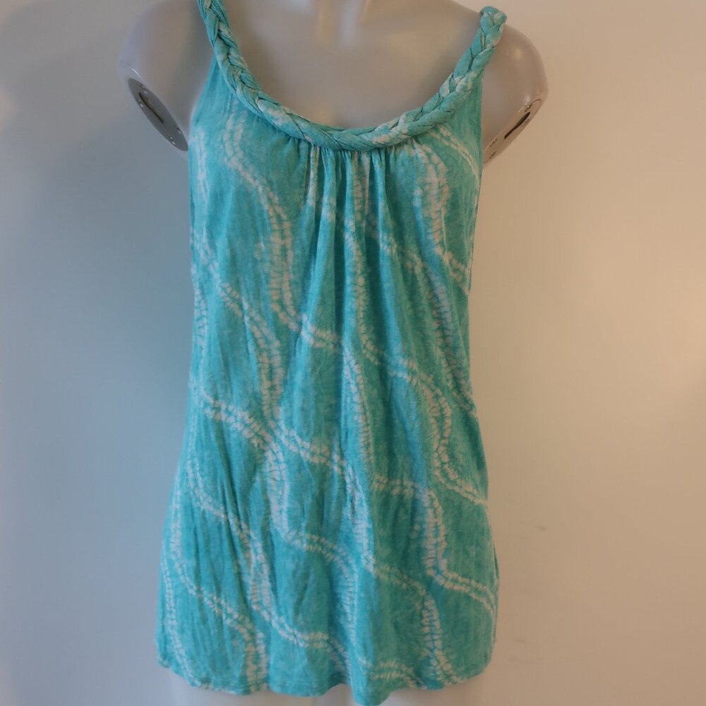 Womens Calypso St. Barth For Target Turq, White Tie-Dye Braided Strap Tank L